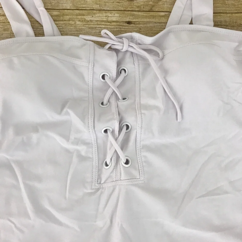 Zaful White Lace up 1 pc‎ Swimsuit NEW